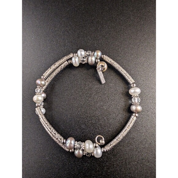 Vantel Pearls Gray Ivory Cream White Wrap Bracelet Genuine Wedding Statement 8" - Picture 1 of 6